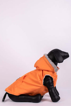 Топла водонепромокаема дреха в оранжево с пух