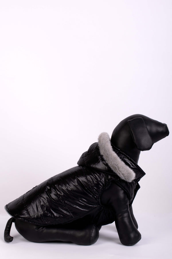 Черна шушлякова кучешка дреха