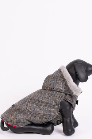 Вълнено карирано кучешко палто