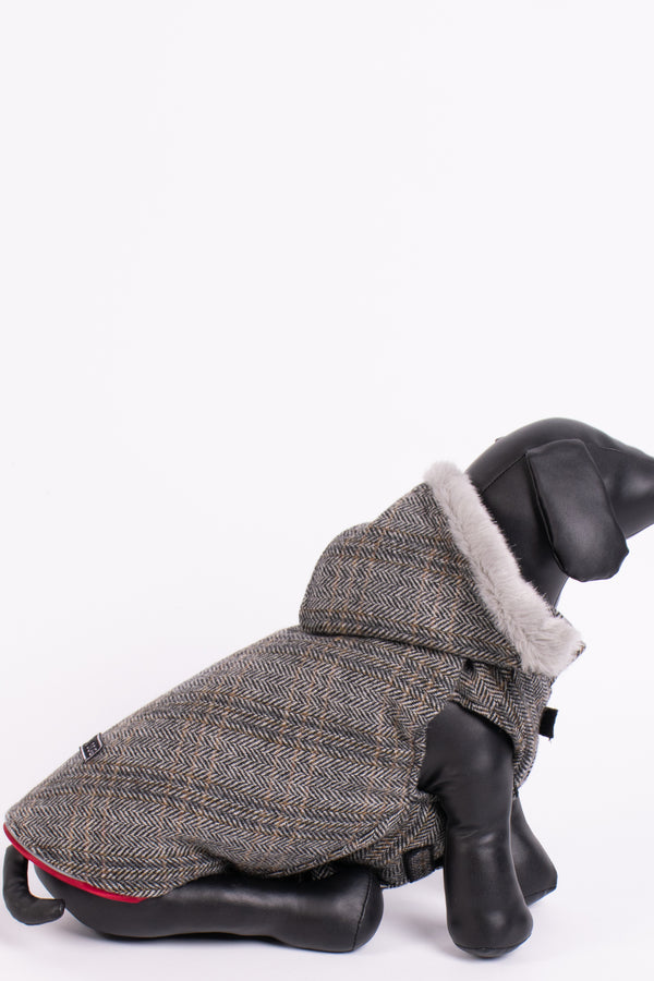 Вълнено карирано кучешко палто